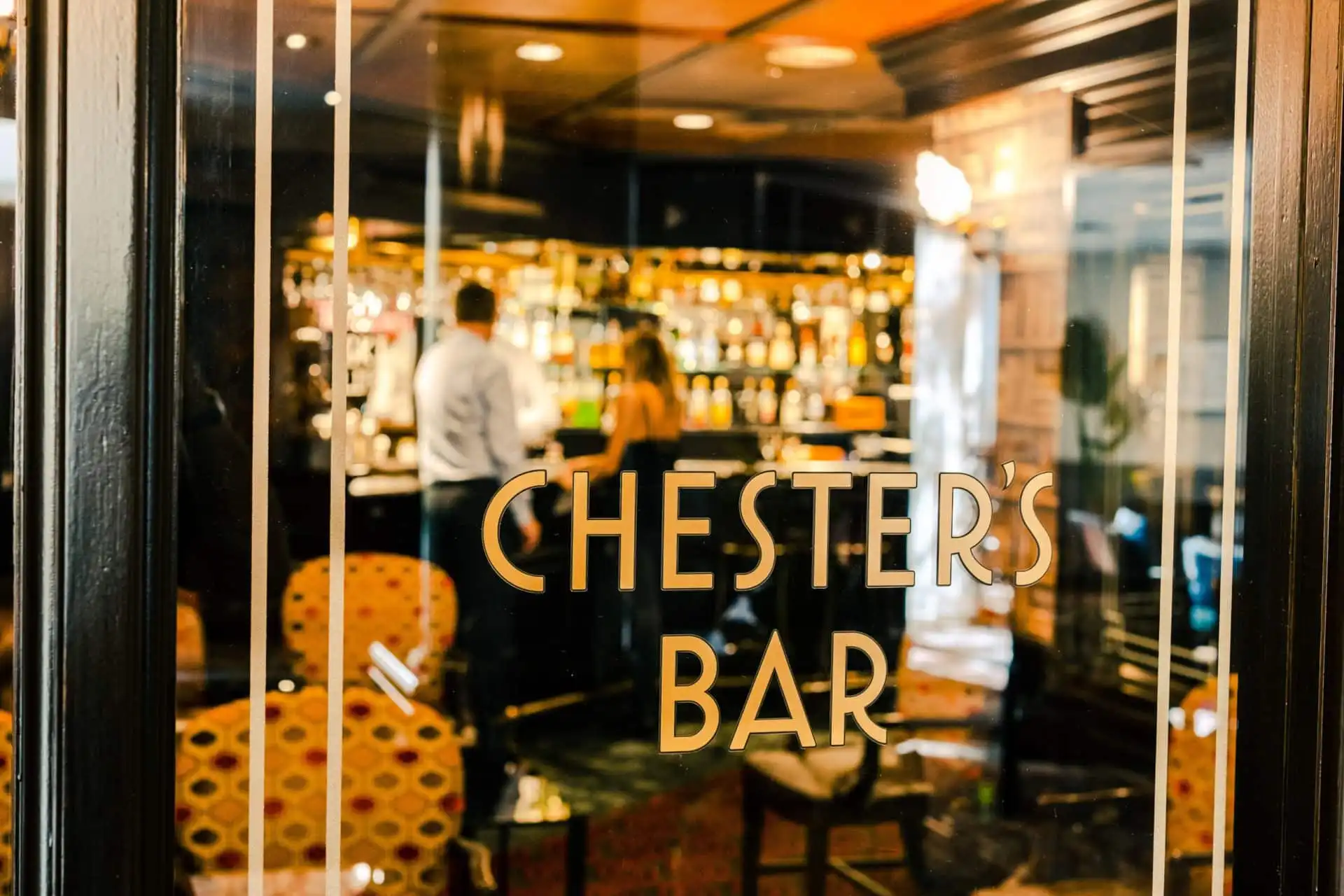 Chesters bar logo on door